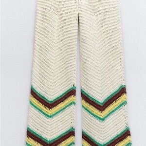 Zara blogger Favorite Crochet Boho Pants with Stripes S new
